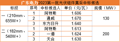 雙面655W+1.606元/瓦，阿特斯預中標廣東電力330MW組件集采